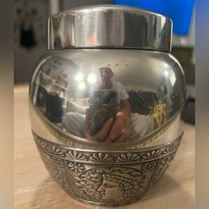 Meriden B. Quadruple Silver Plate High Relief Repousse Urn, Tea Box, etc